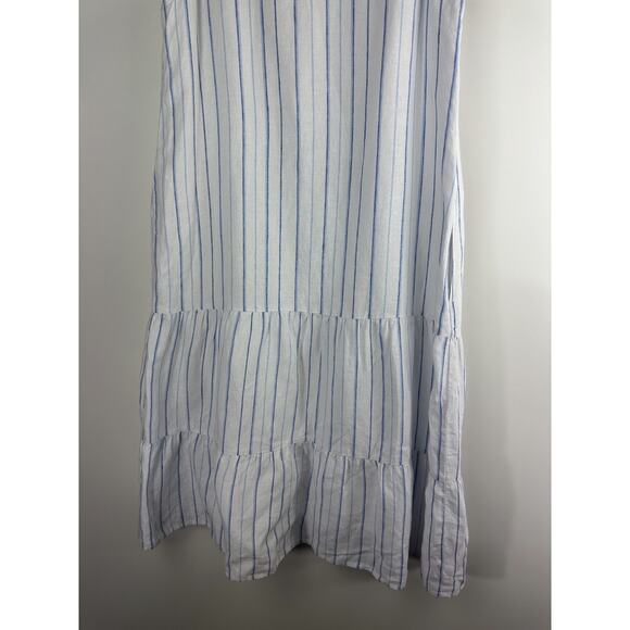 J. Jill Love Linen Sleeveless Tiered Maxi Dress Medium Petite Coastal Beach - Picture 11 of 16